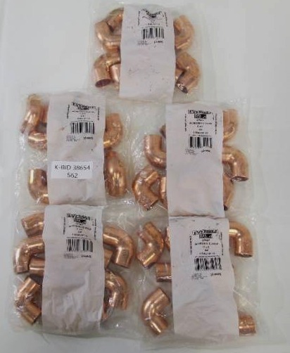 lot 59 image: Everbilt 50 Pack 34 in. Copper 90-Degree Cup x Cup Elbow