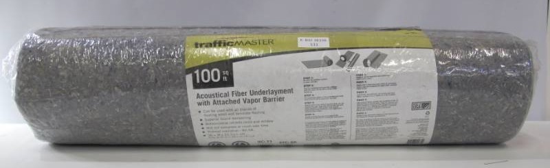 lot 66 image: Trafficmaster 100 sq. ft. 3 ft. x 33.34 ft. x 18 in. Acoustical Underlayment with Attached Vapor Barrier for Laminate Flooring