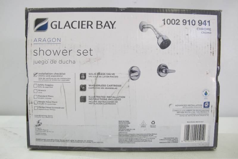 lot 70 image: Glacier Bay Aragon 2-Handle 1-Spray Shower Faucet in Chrome (Valve Included)