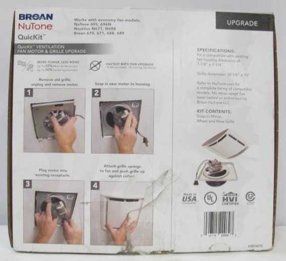 lot 147 image: NuTone QuicKit QKN60 QuicKit 60 CFM Bathroom Exhaust Fan Upgrade Kit