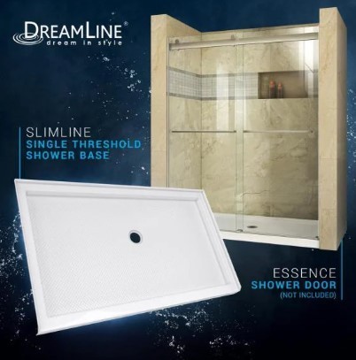 lot 2 image: DreamLine SlimLine 34 in. D x 60 in. W Single Threshold Shower Base in White DLT-1134600