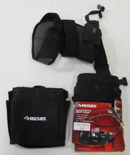 lot 160 image: 2-Pack Husky 13 Pocket Black Canvas Work Apron