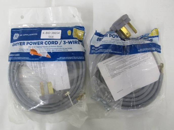 lot 65 image: 2-Pack GE Universal 6 ft. 3-Prong 30 Amp Dryer Cord