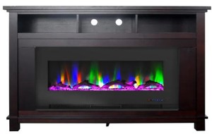lot 36 image: Cambridge San Jose 58 in. Freestanding Electric Fireplace Entertainment Stand in Mahogany (NO FIREPLACE INCLUDED)