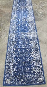 lot 445 image: Savafieh Evoke 2 Ft 2 In x 13 Ft. Blue Pattern Carpet Runner Rug EVK270A-213