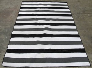 lot 446 image: Threshold 88 In x 60 In Black White Stripe Area Rug