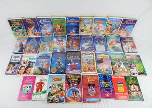 lot 50 image: Large Lot of 35 Disney VHS Tapes - Most Are Promotional Screening Tapes - Includes The Classics Black Diamond Tapes