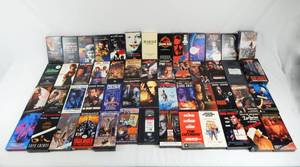 lot 51 image: Huge Lot of 52 Vintage VHS Movies - Most Are Promotional Screening Tapes