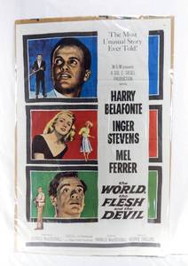 lot 8 image: Vintage 1959 The World, The Flesh and The Devil Original Movie Theater Poster