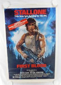 lot 59 image: Vintage 1982 Rambo First Blood VHS Release Movie Poster