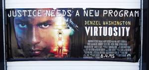 lot 32 image: Vintage 1995 Virtuosity Original Advance Movie Theater Banner