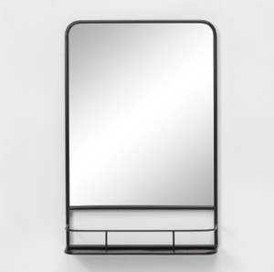 Threshold 20 x 30 Black Metal Wall Mirror with Shelf