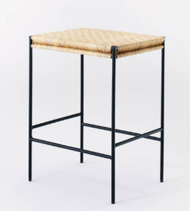 Lot of 2 Woven Wicker Counter Height Bar Stools