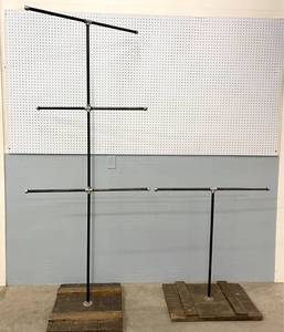 2 Custom Tiered Steel Piped Retail Rack Displays