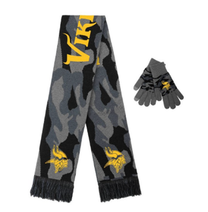 NFL Minnesota Vikings Black Camo Knit Glove and Scarf Set