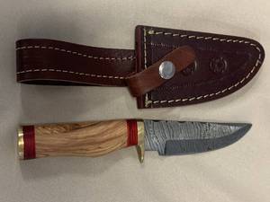 Damascus Steel Knife Full Tang with Sheath 8 Overall Length