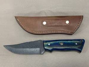 Damascus Steel Knife Full Tang with Sheath 8 Overall Length