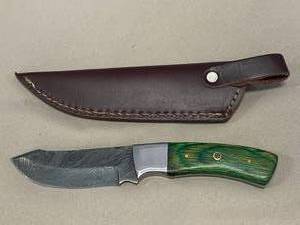 Damascus Steel Knife Full Tang with Sheath 8 Overall Length
