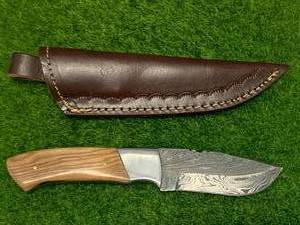 Damascus Steel Knife Full Tang with Sheath 8 Overall Length