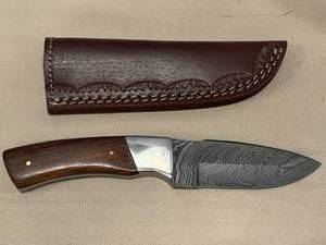 Damascus Steel Knife Full Tang with Sheath 8 Overall Length