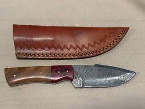 Damascus Steel Knife Full Tang with Sheath 8 Overall Length