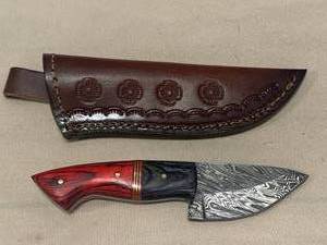 Damascus Steel Knife Full Tang with Sheath 6 14 Overall Length