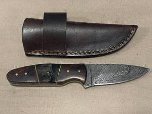 Damascus Steel Knife Full Tang with Sheath 7 14 Overall Length