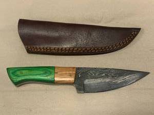 Damascus Steel Knife Full Tang with Sheath 9 Overall Length