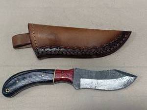 Damascus Steel Knife Full Tang with Sheath 8 Overall Length