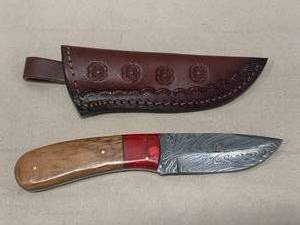 Damascus Steel Knife Full Tang with Sheath 8 Overall Length