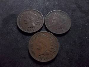 1896, 1897, 1898 Indian Head Cents