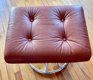 Burnt Orange Leather Ottoman