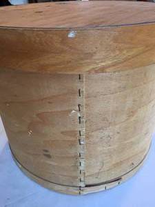 Round Wooden Vintage Covered Storage Piece