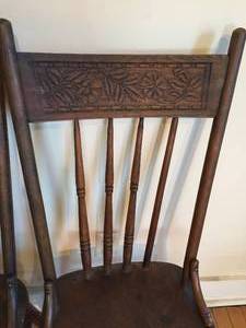 Two Vintage Matching Wooden Chairs
