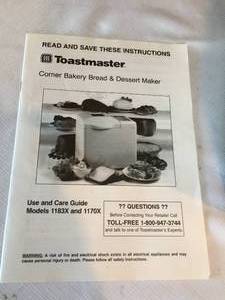 Toastmaster Corner Bakery Bread and Desert Maker
