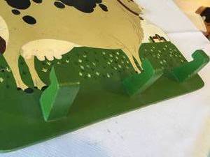 Vintage Wooden Cow Cup Holder