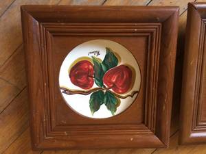 Two Hand Painted Wall Decorative Tiles By Helene Studios