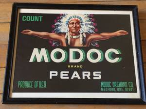 Modoc Brand Pears Framed Label