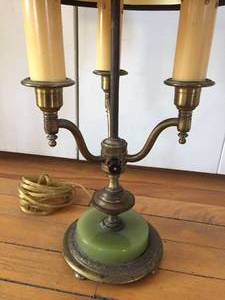 Brass Three Bulb Table Lamp With Glass Base