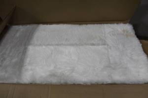 lot 1207 image: Trento Bench Padded White Fur 40Lx18Wx18H (in box)