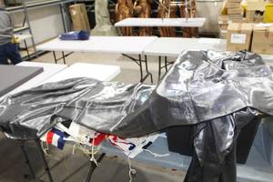 lot 1246 image: Lot of (13) Drapes Silver Satin Shimmer 5Wx13H