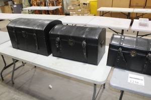 lot 1238 image: Lot of (3) Leather Trunks