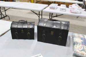 lot 1239 image: Lot of (2) Leather Trunks