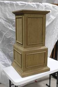lot 1332 image: Restoration Hardware Wood Display Pedestal 22Wx22Dx42H