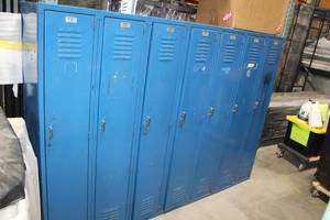 lot 1331 image: Metal Storage Locker 7-full length door 84Wx18Dx60H