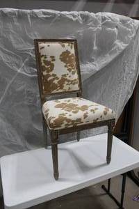 lot 1336 image: Linon Home Dcor Products, Inc. Wood Dining Chair Padded Cow Pattern 20Wx19Dx40H
