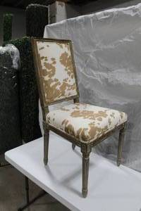 lot 1436 image: Linon Home Dcor Products, Inc. Wood Dining Chair Padded Cow Pattern 20Wx19Dx40H