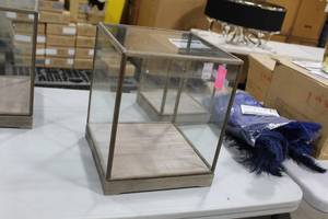 lot 1221 image: Restoration Hardware GlassWood Specimen Display Case 12Wx12Dx14-12H