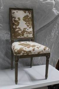 lot 1404 image: Linon Home Dcor Products, Inc. Wood Dining Chair Padded Cow Pattern 20Wx19Dx40H