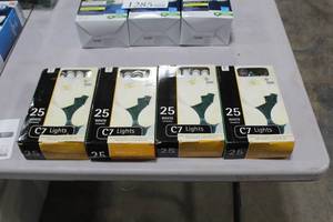 lot 1286 image: Lot of (4) C7 String Light White Ceramic 25-Bulb (in box)